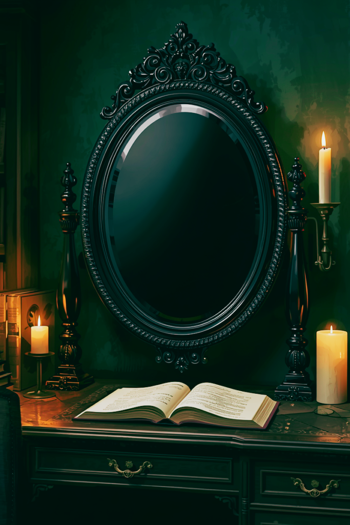 Dark mirror on wall 