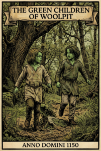 Depiction of the Green Children of Woolpit
